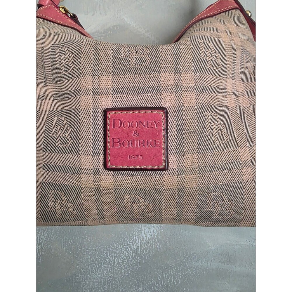 Dooney & Bourke Pink Plaid Small East West Baguette Shoulder Hobo Slouchy Bag - Picture 7 of 14